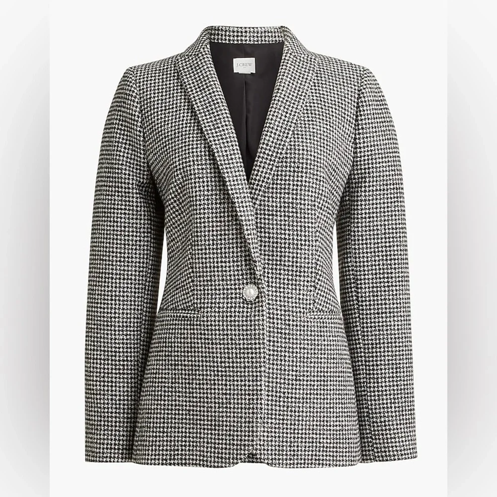 NWT J. Crew Factory Petite sparkle houndstooth one-button blazer